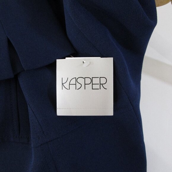 Kasper Petite Solid Navy Blue Pant Suit 12 10P Formal Business Career - Picture 11 of 15